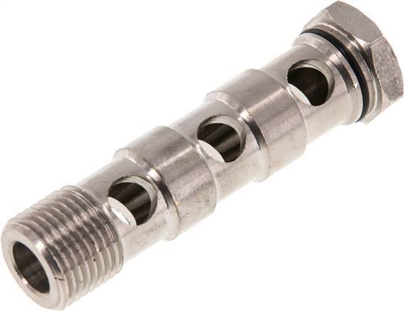 Boulon banjo 3 voies en laiton nickelé avec filetage mâle G1/2'' NBR