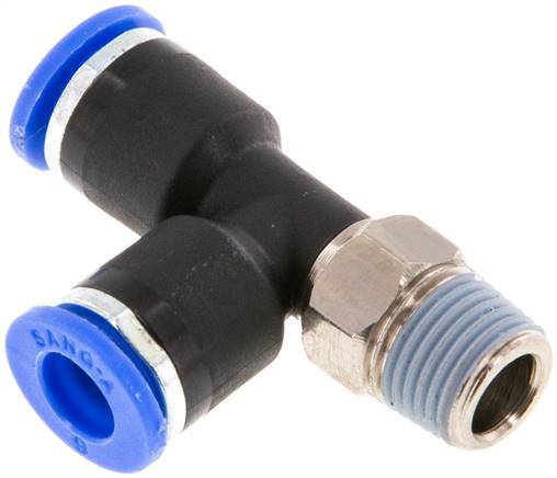 Racor en T en ángulo recto de 6mm x R1/8'' con rosca macho Latón/PA 66 NBR Giratorio