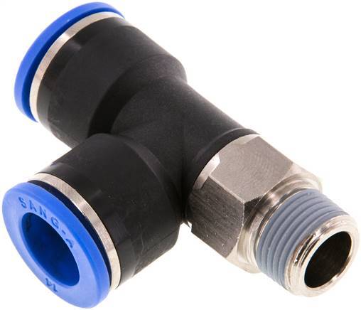 Racor en T en ángulo recto de 14mm x R3/8'' con rosca macho Latón/PA 66 NBR Giratorio