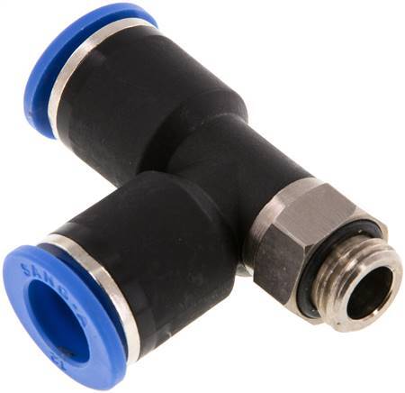Raccord enfichable en T à angle droit 12mm x G1/4'' avec filetage mâle Laiton/PA 66 NBR orientable