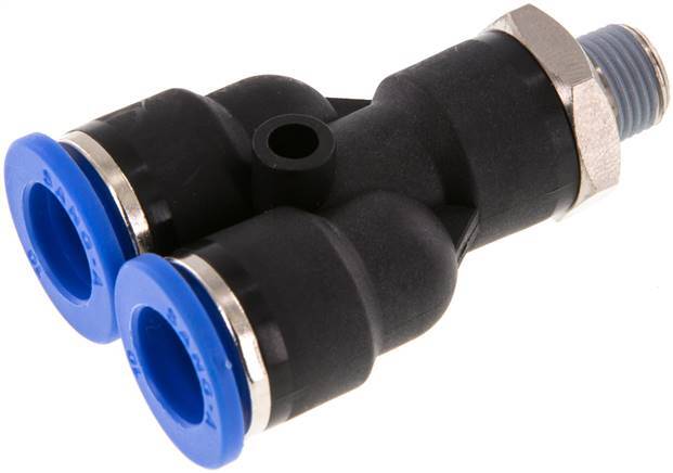 Racor rápido en Y de 10 mm x R1/8'' con rosca macho Latón/PA 66 NBR Giratorio