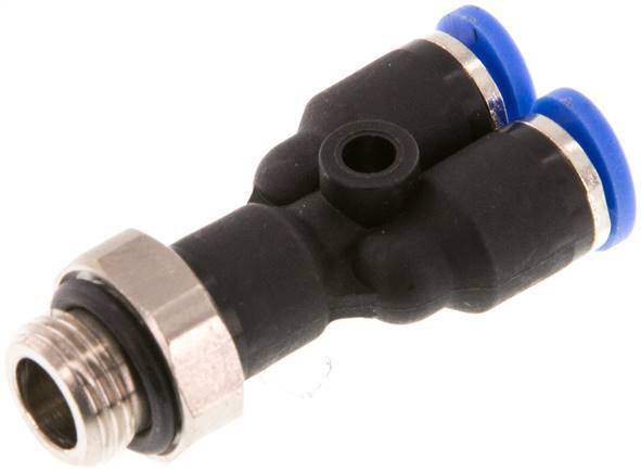 Raccord enfichable en Y 4mm x G1/8'' avec filetage mâle Laiton/PA 66 NBR Rotatif