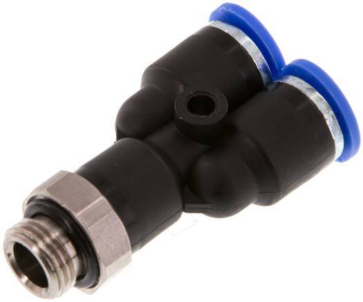 Raccord enfichable en Y 6mm x G1/8'' avec filetage mâle Laiton/PA 66 NBR Rotatif