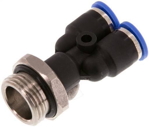 Raccord enfichable en Y 6mm x G3/8'' avec filetage mâle Laiton/PA 66 NBR Rotatif