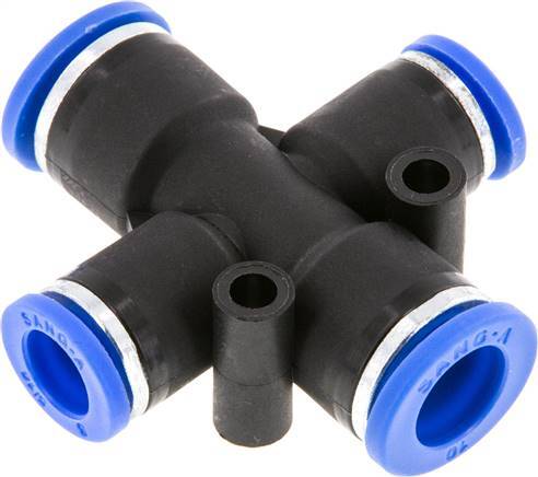 8mm x 10mm Cross Push-in Fitting PA 66 NBR 2 Outlets