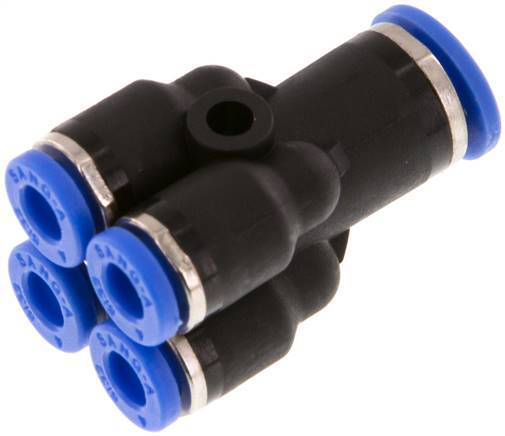 Racor rápido de 4 mm x 6 mm para colectores de 4 vías Latón/PA 66 NBR