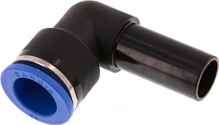 Raccord enfichable coudé à 90 degrés 16mm x 16mm avec bouchon PA 66 NBR
