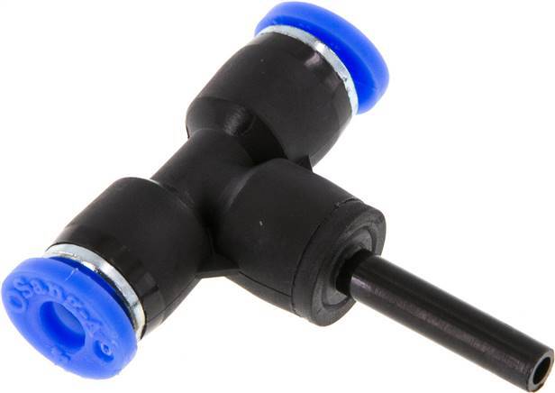 4mm x 4mm Tee Push-in Fitting with Plug-in PBT NBR