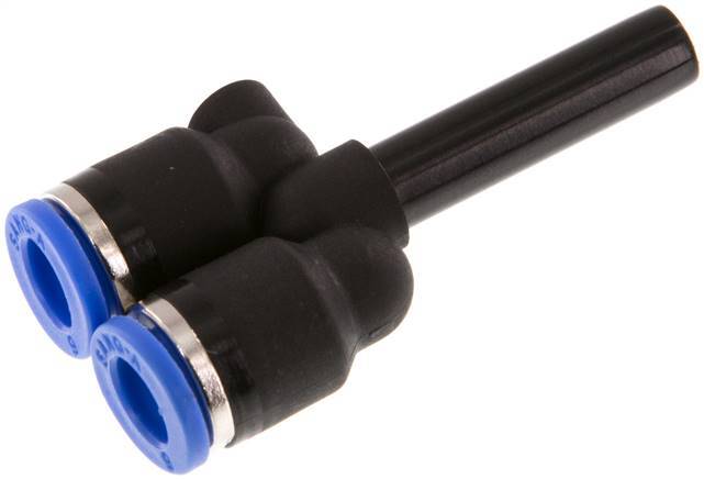 Raccord enfichable en Y 6mm x 6mm avec bouchon PA 66 NBR