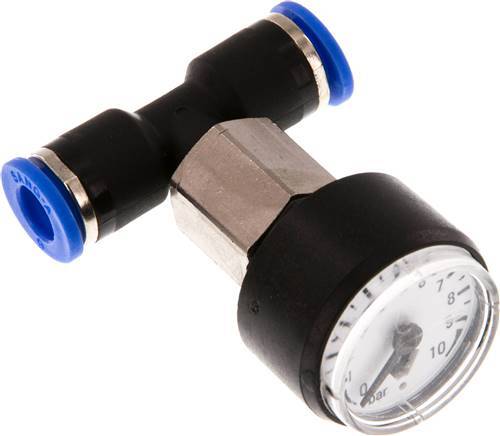 Manometer 6mm Union gerade 0-10 bar (0-145psi)