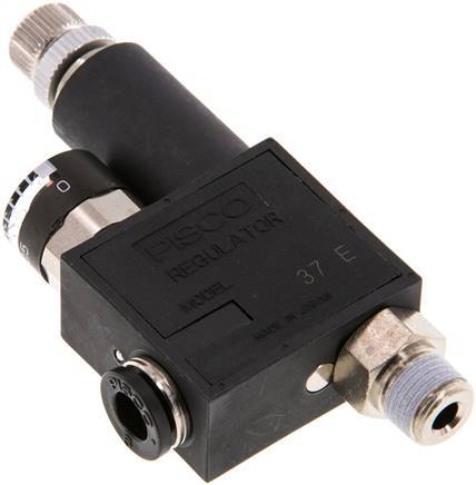 Pneumatic Pressure Regulator 6mm - R1/8'' with Pressure Gauge