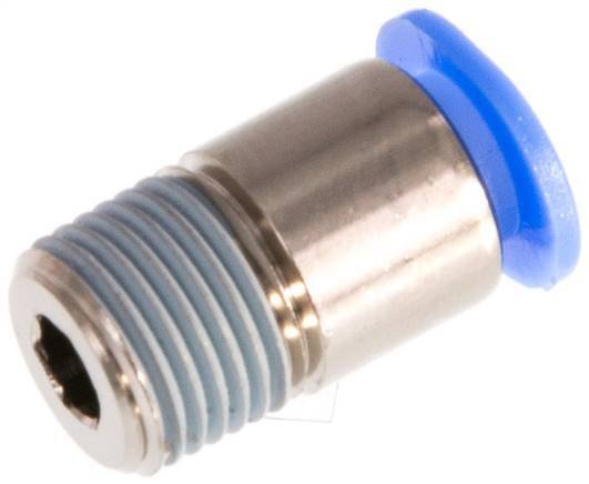 6mm x R1/8'' Push-in Fitting with Male Threads Brass/POM NBR Inner Hexagon Compact Design