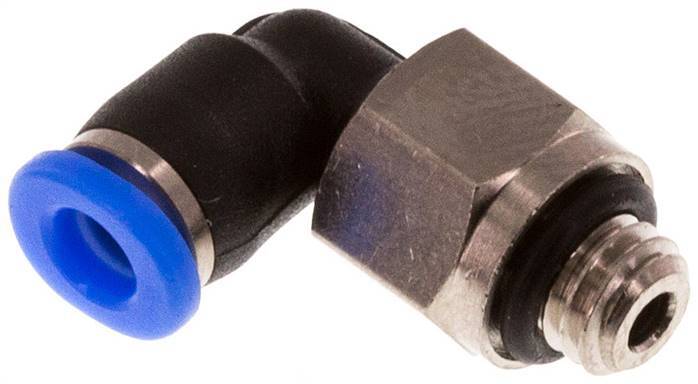 Racor rápido de 3mm x M 5 90deg con rosca macho Latón/PBT NBR Manguito corto giratorio Diseño compacto