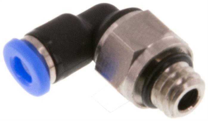 Racor rápido de 3mm x M 6 90deg con rosca macho Latón/PBT NBR Manguito corto giratorio Diseño compacto