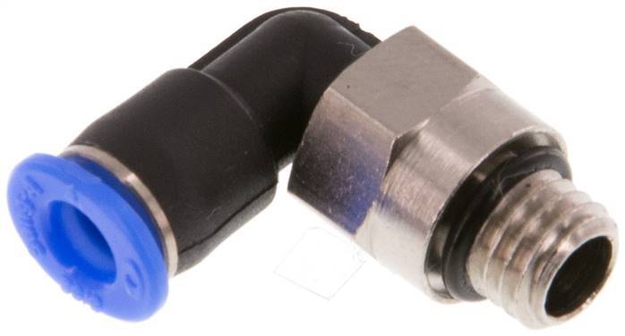raccord enfichable coudé 4mm x M 7 90deg avec filetage mâle Laiton/PBT NBR Manchon court rotatif Design compact