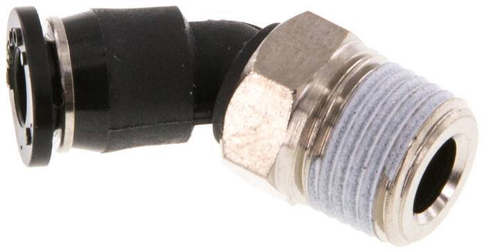 Raccord enfichable coudé 4mm x R1/8'' 45deg à filetage mâle Laiton/PBT NBR Design compact