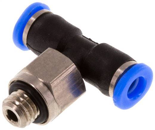 3mm x M 5 Inline Tee Push-in Fitting with Male Threads Brass/PBT NBR Rotatable Compact Design