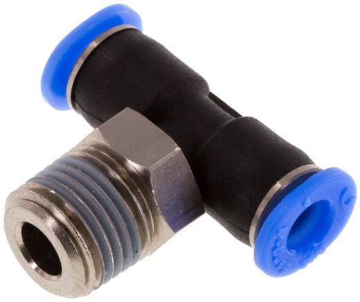 4mm x R1/8'' Inline Tee Push-in Fitting with Male Threads Brass/PBT NBR Rotatable Compact Design