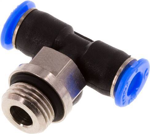 4mm x G1/8'' Inline Tee Push-in Fitting with Male Threads Brass/PBT NBR Rotatable Compact Design