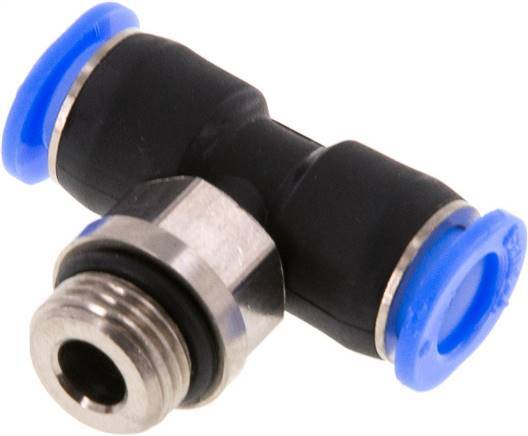 6mm x G1/8'' Inline Tee Push-in Fitting with Male Threads Brass/PBT NBR Rotatable Compact Design