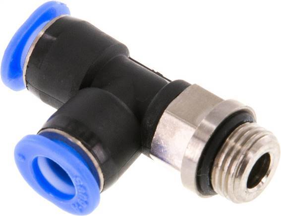 Racor en T en ángulo recto de 6mm x G1/8'' con rosca macho Latón/PBT NBR Giratorio Diseño compacto