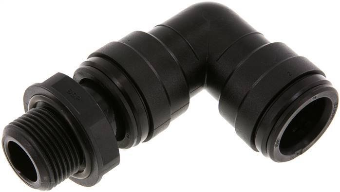 Racor de 22mm x G3/4'' 90deg con rosca macho POM NBR Giratorio
