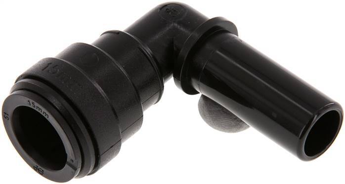 raccord enfichable coudé 15mm 90deg avec bouchon POM NBR