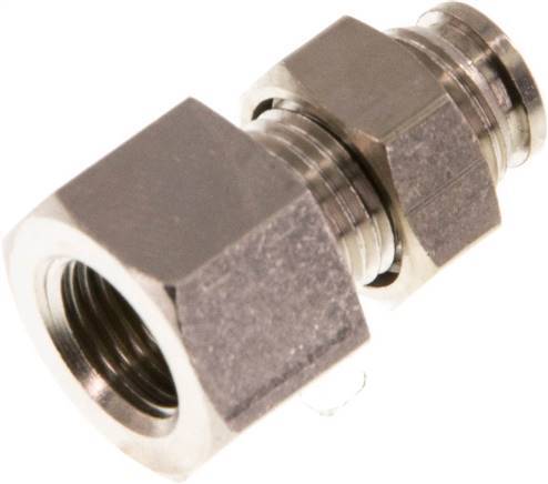 4mm x G1/8'' Push-in Fitting with Female Threads Brass NBR Bulkhead