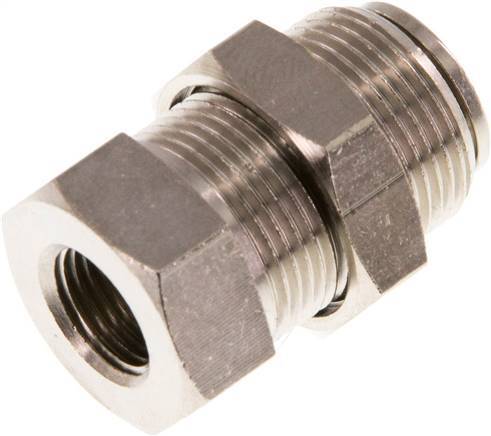 8mm x G1/8'' Push-in Fitting with Female Threads Brass NBR Bulkhead