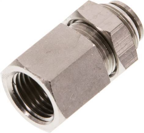 6mm x G1/4'' Push-in Fitting with Female Threads Brass NBR Bulkhead