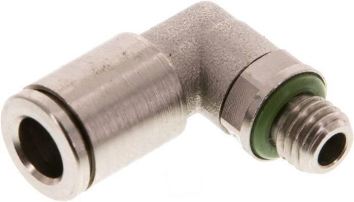 6mm x M 7 90deg Elbow Push-in Fitting with Male Threads Brass FKM Rotatable