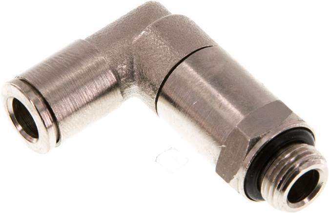 6mm x G1/8'' 90 graden L-verbinding Messing Insteekfitting Buitendraad Lange Huls Draaibaar NBR