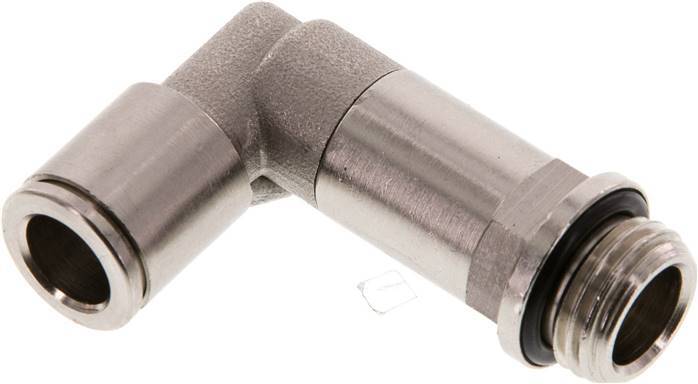 Raccord enfichable coudé 90deg 8mm x G1/4'' avec filets mâles Laiton NBR Manchon long rotatif