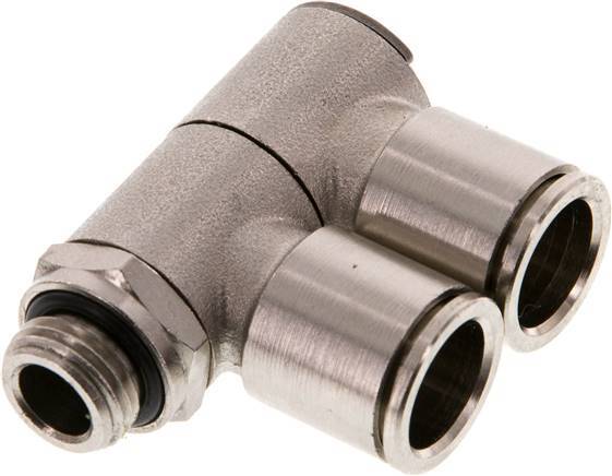 12mm x G1/4'' 2-way Manifold Push-in Fitting with Male Threads Brass NBR Rotatable