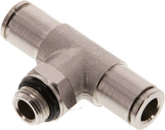 6mm x G1/8'' Inline Tee Push-in Fitting with Male Threads Brass NBR Rotatable