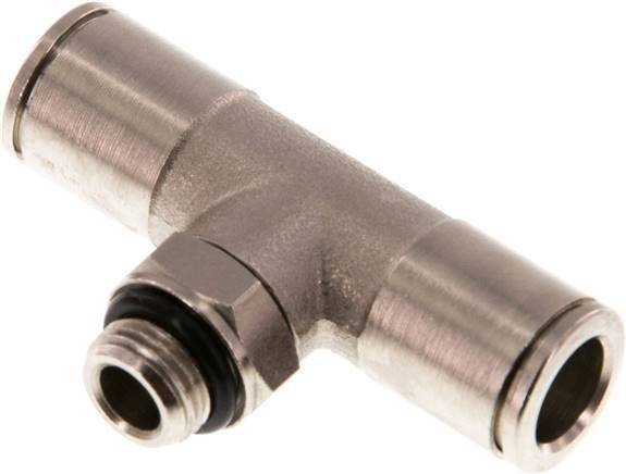 8mm x G1/8'' Inline T-Stück Steckverschraubung mit Außengewinde Messing NBR drehbar