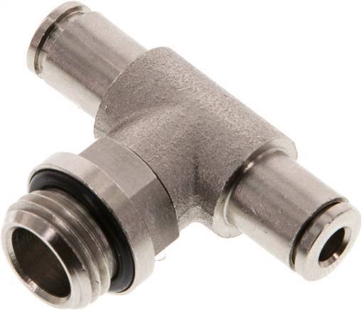 4mm x G1/4'' Inline Tee Push-in Fitting with Male Threads Brass NBR Rotatable