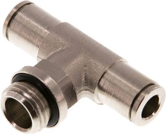 6mm x G1/4'' Inline T-Stück Steckverschraubung mit Außengewinde Messing NBR drehbar