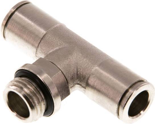 8mm x G1/4'' Inline T-Stück Steckverschraubung mit Außengewinde Messing NBR drehbar