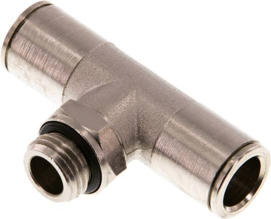 10mm x G1/4'' Inline Tee Push-in Fitting with Male Threads Brass NBR Rotatable