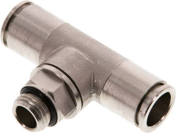 12mm x G1/4'' Inline Tee Push-in Fitting with Male Threads Brass NBR Rotatable