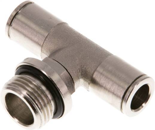 8mm x G3/8'' Inline T-Stück Steckverschraubung mit Außengewinde Messing NBR drehbar