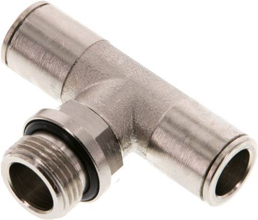 10mm x G3/8'' Inline T-Stück Steckverschraubung mit Außengewinde Messing NBR drehbar