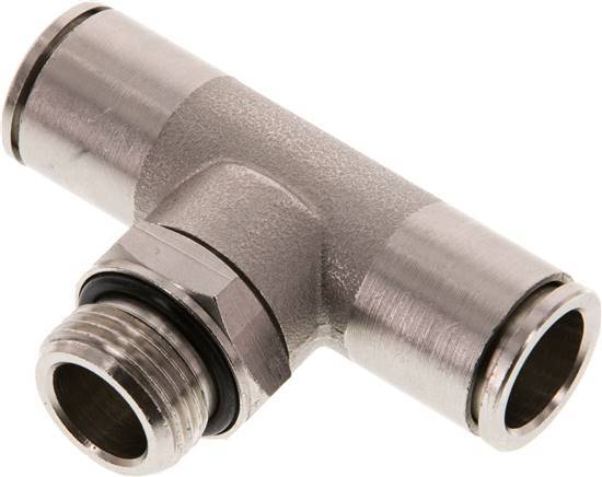 12mm x G3/8'' Inline T-Stück Steckverschraubung mit Außengewinde Messing NBR drehbar