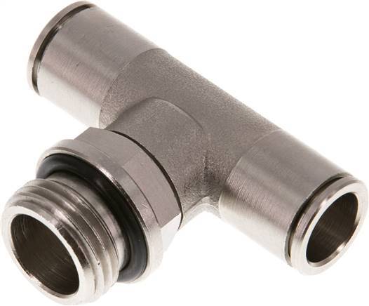 12mm x G1/2'' Inline T-Stück Einsteckverschraubung mit Außengewinde Messing NBR drehbar