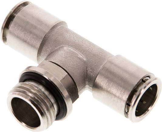 14mm x G1/2'' Inline T-Stück Steckverschraubung mit Außengewinde Messing NBR drehbar