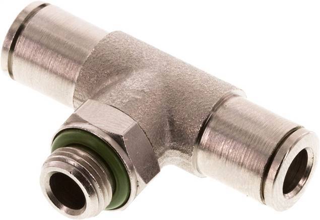 6mm x G1/8'' Inline T-Stück Steckverschraubung mit Außengewinde Messing FKM drehbar