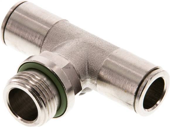 10mm x G3/8'' Inline T-Stück Steckverschraubung mit Außengewinde Messing FKM drehbar