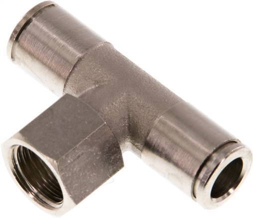 8mm x G1/4'' Inline T-Stück Steckverschraubung mit Innengewinde Messing NBR drehbar