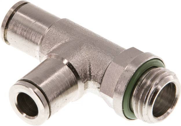 raccord enfichable en T à angle droit 6mm x G1/4'' avec filetage mâle Laiton FKM Rotatif
